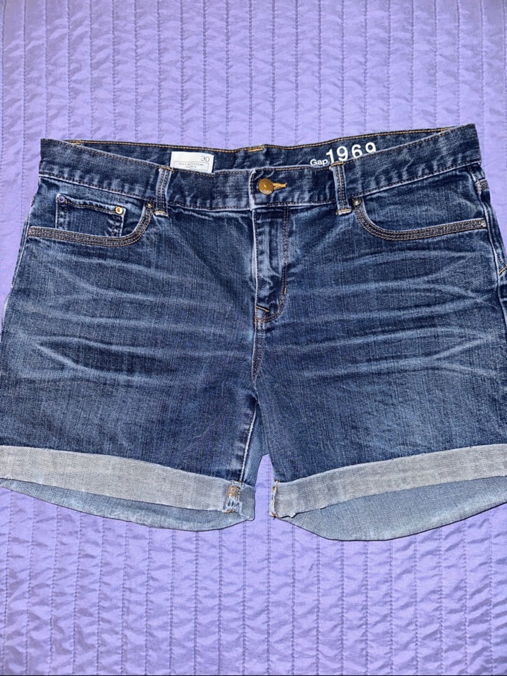 GAP 1969 Women's Dark Blue Rolled Hem Denim Shorts
